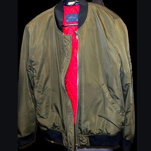 Zara Padded Olive Green Bomber Jacket, Men's (Size Large)